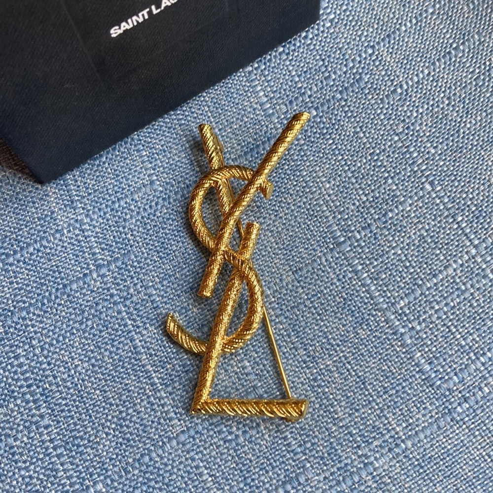 Saint Laurent Women’s Gold YSL Brooch